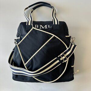 Mark & Graham Navy Blue & White Sporty Stripe Tennis  Crossbody Tote Bag